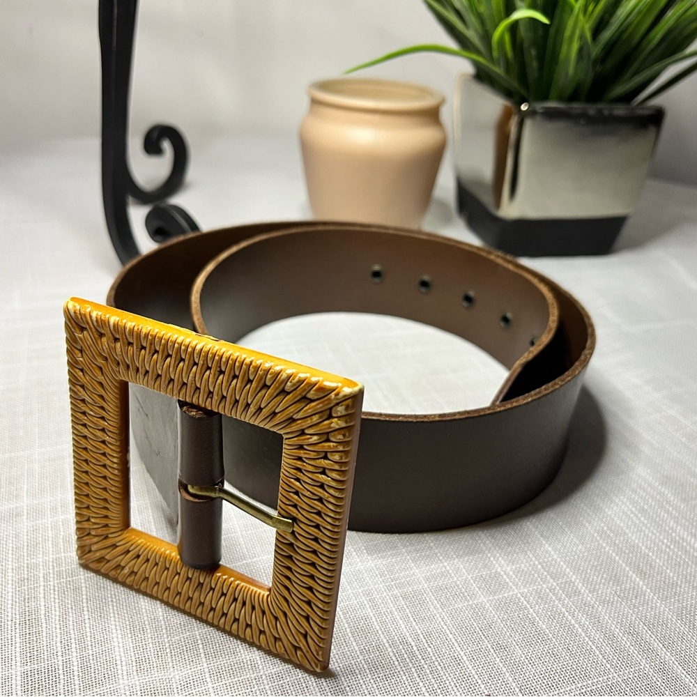 Express Rich Brown Leather Belt